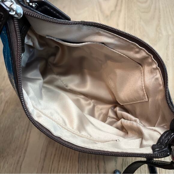 COACH Ashley Chocolate Brown Patent Leather Pebbled Small Crossbody Purse - Picture 8 of 11